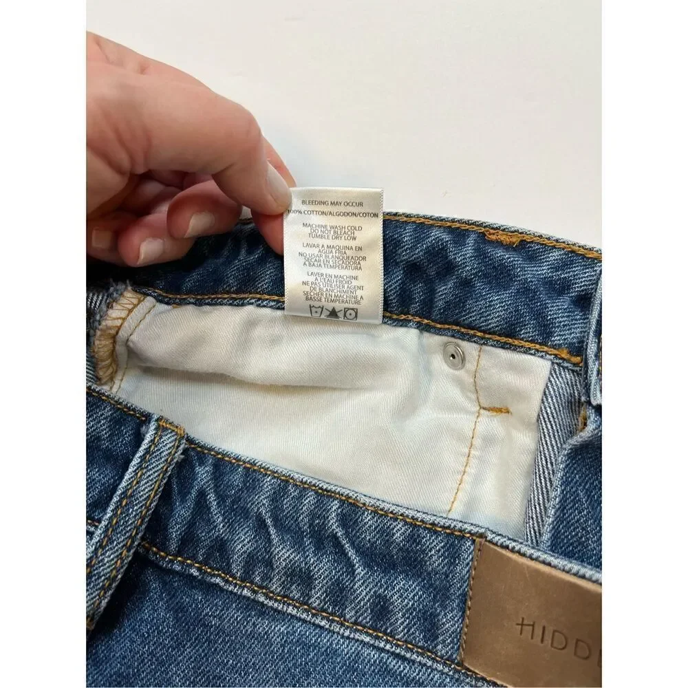 Hidden Happi Front Slit Flare Denim Jeans Medium Dark Wash Size 29 FLAWLESS cond